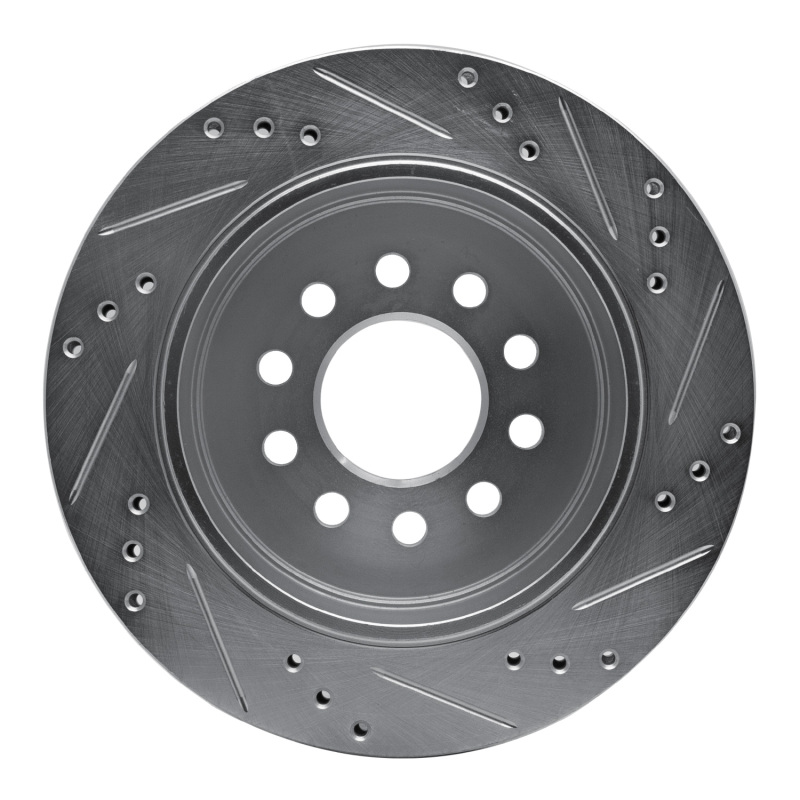 Lincoln Town Car Brake Rotor (1) - Rear Left - R1 Concepts - Drilled & Slotted - Silver - `03-`11